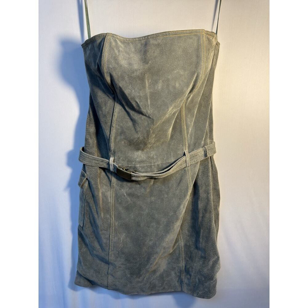 Wilson’s Leather Maxima Strapless Belted Leather Mini Dress Y2K Utility‎ XL